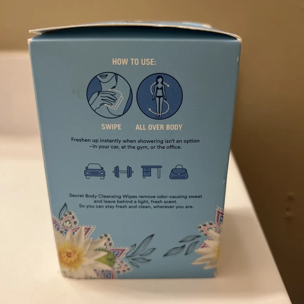 NEW Secret Body‎ Cleansing Wipes Calm Birch Water 15 Wipes Individually Wrapped